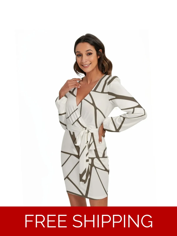 Motiff Long Sleeve Dress with Waist BeltMotiff Long Sleeve Dress with Waist Belt